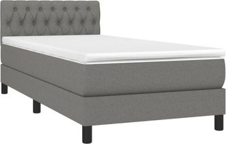 vidaXL Cama Box Spring Con Colch&oacute;n Tela Gris Oscuro 100x200 Cm Vidaxl