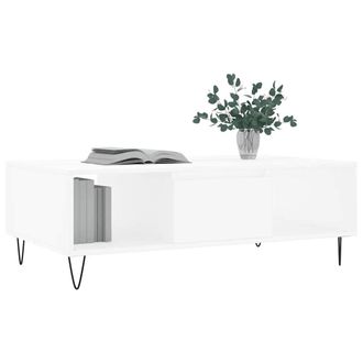 Berkfield Home Decorative Coffee Table White 104x60x35 cm Engineered Wood | Size: 104 x 60 x 35 cm