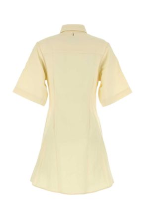 Ami Womens Pastel Yellow Wool Shirt Dress Beurre Virgin