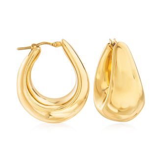 Ross-Simons Italian 18kt Yellow Gold Over Sterling Wide Hoop Earrings