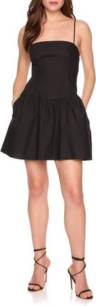 Susana Monaco Drop Waist Poplin Minidress in Black at Nordstrom, Size X-Small