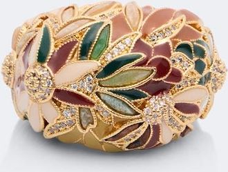 Zimmermann Anillo Botanica chapado en oro de 16 ct con piedras preciosas