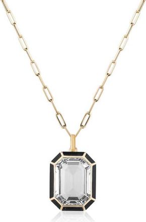 Goshwara Melange Emerald Cut Pendant Necklace in Clear at Nordstrom, Size 18