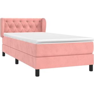 vidaXL Cama Box Spring Con Colch&oacute;n Terciopelo Rosa 80x200 Cm Vidaxl