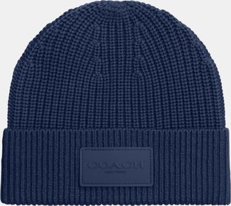 Coach Mens Wool Knit Beanie - Navy/Blue - One Size