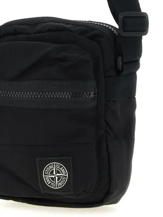 Stone Island Logo-Patch Polyamide Crossbody Bag - Black