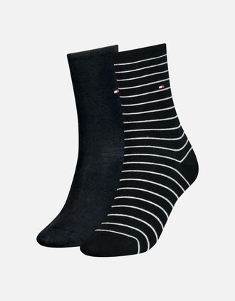 Tommy Hilfiger Womens 2-Pack Small Stripe Womens Socks, Black - Size: 2/2.5/5/4.5/4/3.5/3