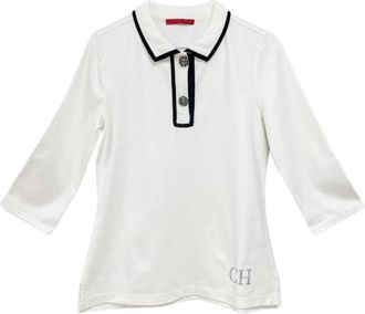 Carolina Herrera Polo Shirt - Dames - Polos - Wit - S - Katoen - Tops