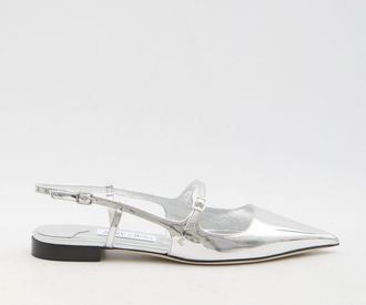 Jimmy Choo London Womens Leather Flat Shoes Crafted Ele - Silver - Size 36.5 EU/IT