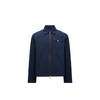 Moncler Seersucker Shirt Jacket Blue Size XXL