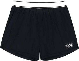 Sporty & Rich logo print runner shorts - women - Polyester - L - Black