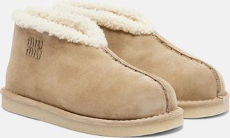 Miu Miu Shearling-lined suede ankle boots