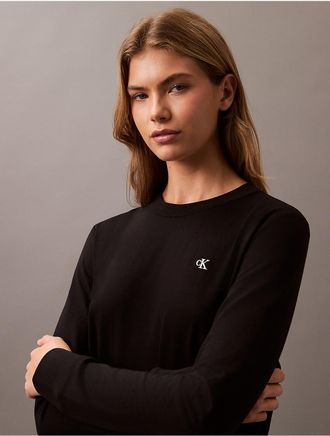Calvin Klein Womens Archive Logo Long Sleeve T-Shirt - Black - XS