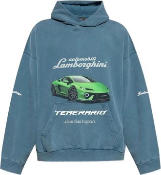 Balenciaga Felpa con stampa Lamborghini e cappuccio - Blu