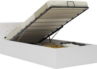 vidaXL Cama Canap&eacute; Hidr&aacute;ulica Cuero Sint&eacute;tico Blanco 100x200 Cm Vidaxl