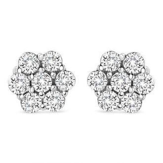 House of Brilliance 14K White Gold 1/2 Ct RoundDiamond Floral Stud Earrings at Nordstrom