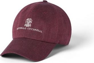 Brunello Cucinelli Chevron Baseball cap in Cherry at Nordstrom, Size Xx-Large