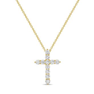 Diana M. Jewels 14kt Yellow Gold 2.00 cts Lab Grown Round Diamond Cross Pendant