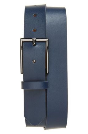 Nordstrom Victor Leather Belt in Navy at Nordstrom, Size 36