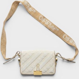 Off-white Womens SMR Rafia Mini Flap Bag Beige - White - Size: O/S