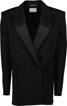 Saint Laurent Blazers, female, Black, M, Oversized Wool Blazer
