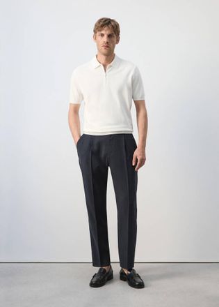 Mango Polo maglia zip bianco sporco - Uomo - S - MANGO MAN