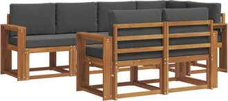 vidaXL Conjunto De Sof&aacute;s De Exterior 7 Uds. Natural Y Antracita Vidaxl
