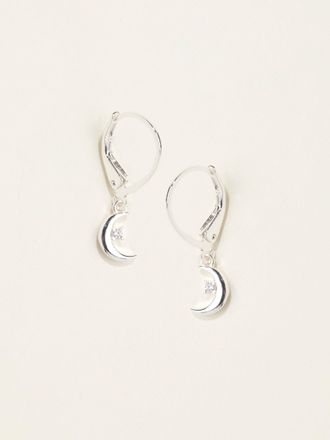 Fat Face FatFace Silver Tone Moon Drop Earrings