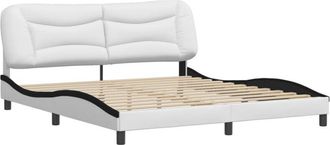 vidaXL Vidaxl - Estructura De Cama Con Cabecero Cuero Sint&eacute;tico Blanco Y Negro