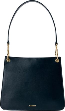 Jil Sander Shoulder Bags, female, Black, Size: ONE SIZE Structured Leather Shoulder Bag