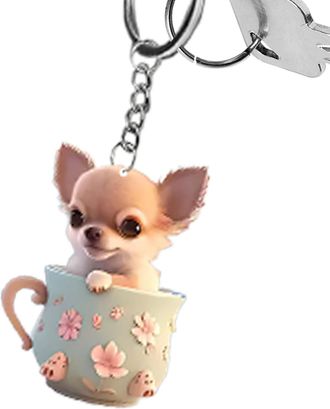 Generic Puppy Key Chain - 2D Acrylic Dog Pendant, Teacup Puppy key-ring for Bag | Fun Cartoon Dog Key Chain for Boys, Girls, Car Mirror Accessories, Gift for 