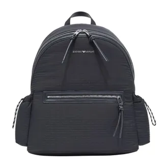 Emporio Armani Backpacks, male, Blue, Size: ONE SIZE Nylon Backpack with Monogram Lettering