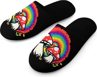 Generic Tie Dye Mushroom Mens Slippers Warm Non-Slip Houes Shose Spa Slipper for Home Bedroom