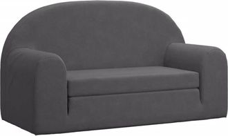 vidaXL Sofá cama de niños 2 plazas felpa suave gris antracita vidaXL