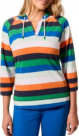 Tribal Striped Raglan Hoody In Tangelo