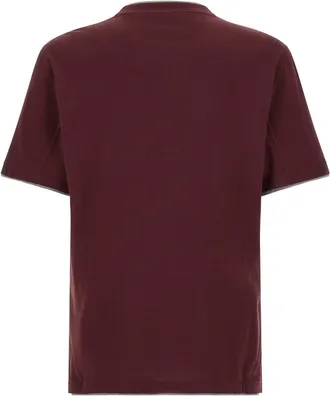 Brunello Cucinelli Double-Layer Cotton T-shirt - Burgundy