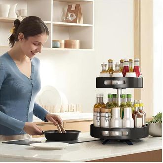 Trade Shop Trade Shop - Titular De Organizador De Estante Giratorio 360 &deg; Para Cocina De Ba&ntilde;o De Cocina 2 Niveles