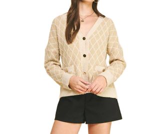 Pinch Design Rhea Diamond Cardigan In Brown