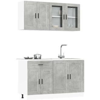 vidaXL Set Mobili da Cucina 4 pz Porto Grigio Cemento in Truciolato - Vidaxl