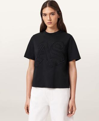 AllSaints Cotton Lisa Embossed Crew Neck T-Shirt, Size: XS