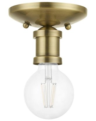 Livex Lighting 1 Light Antique Brass Single Flush Mount