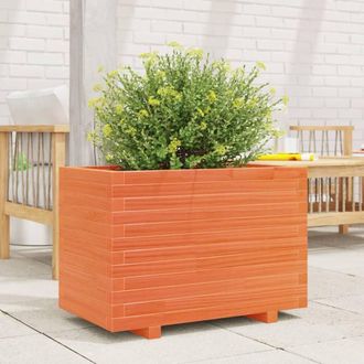 Berkfield Home Beautiful Garden Planter Wax Brown 70x40x49.5 cm Solid Wood Pine in Orange