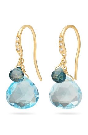 Marco Bicego Paradise 18K Gold Diamond & Blue Topaz Drop Earrings at Nordstrom