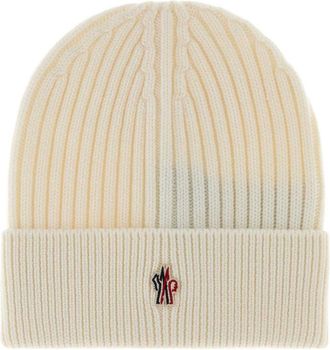 Moncler White Logo Beanie Cap