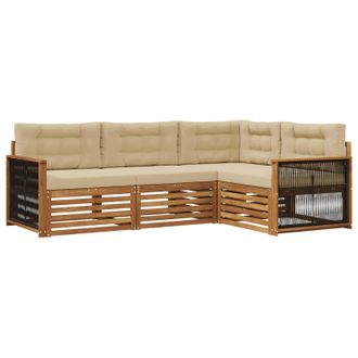 vidaXL Conjunto De Sof&aacute;s De Exterior Con Coj&iacute;n 4 Pcs Natural Y Beige Vidaxl