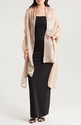 Nordstrom Satin Border Silk Chiffon Scarf in Champagne at Nordstrom