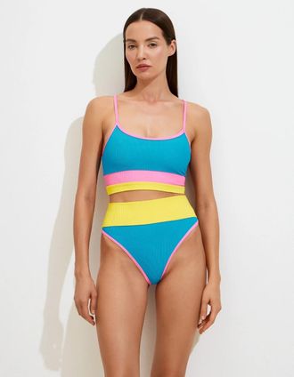 Beach Riot Emmy Bottom Swimwear Womens Pink Stretch High Waisted BUU553