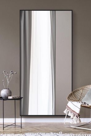 MirrorOutlet Black Aluminium Edged Wall Mirror 79 X 39 (200CM X 100CM) | Size: 1 Pack