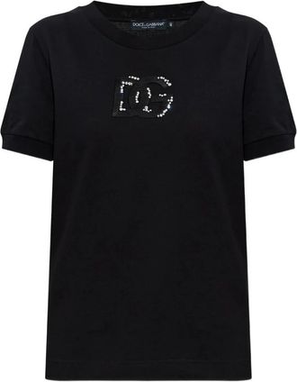 Dolce & Gabbana T-Shirt M/Corta Giro - Dames - T-shirts - Zwart - XL - Tops