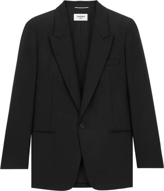 Saint Laurent Blazer met enkele rij knopen - Zwart